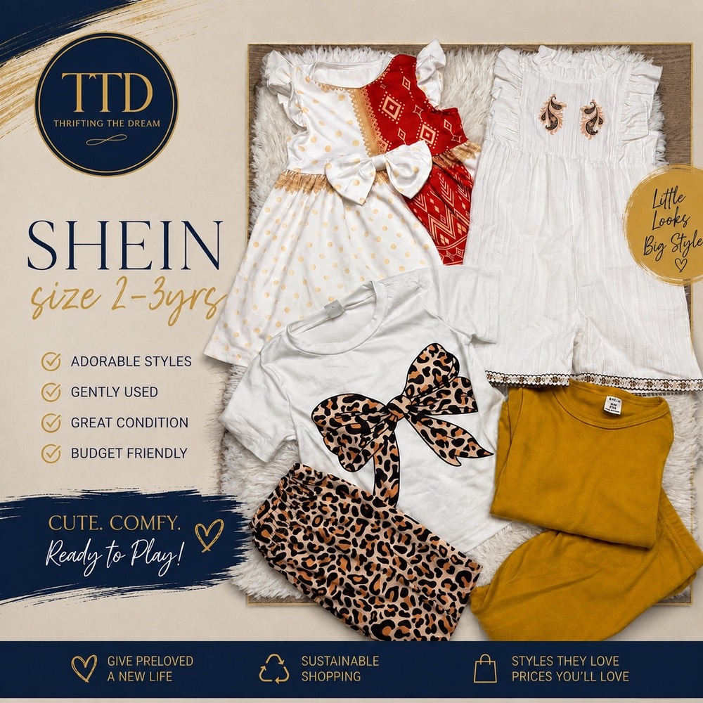 SHEIN Toddler Girls Clothes Bundle Size 2-3Y Dress, Romper and 2 Leggings Sets